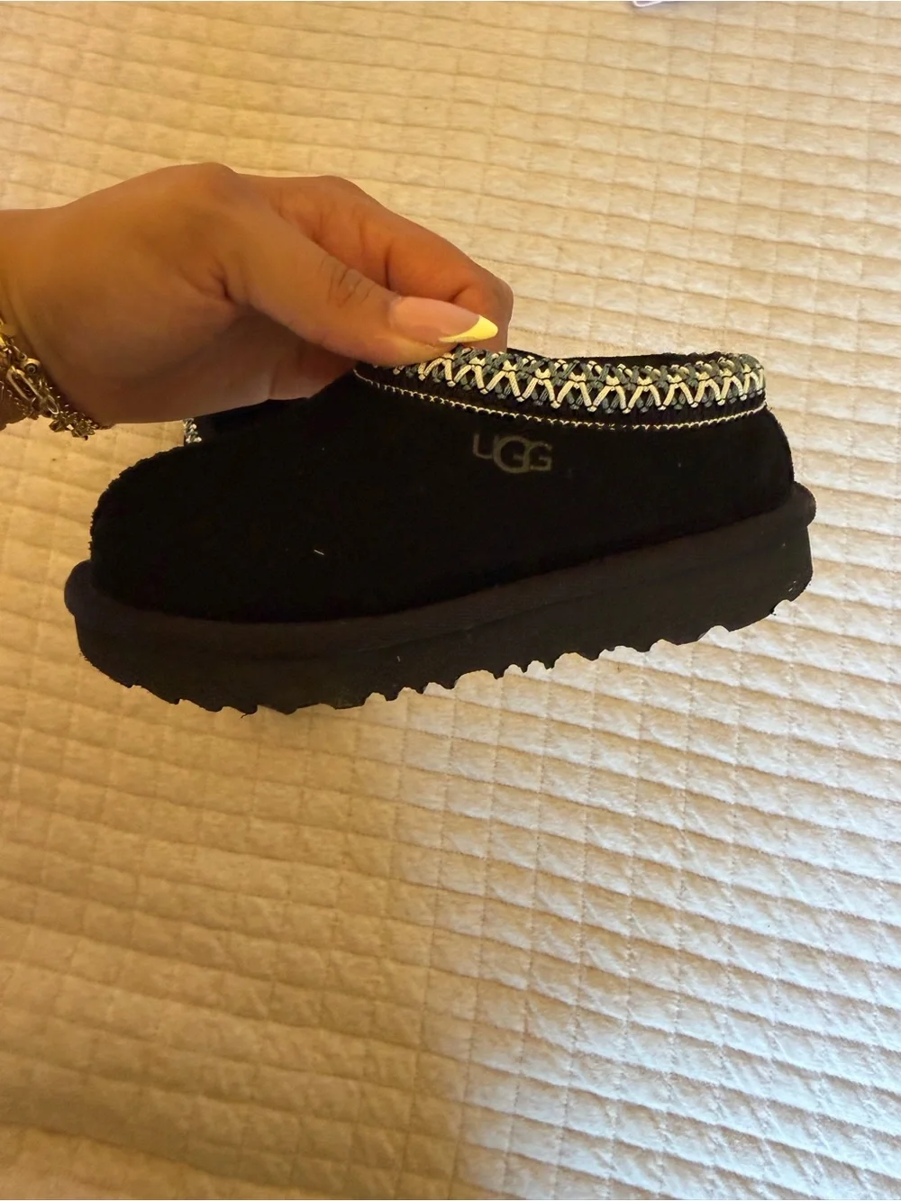 UGG Kids Black Slip-On Mule with Decorative Trim